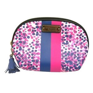 Victoria's Secret BEAUTY Pink & Purple Polka Dots W/ Tassels Medium Makeup Bag